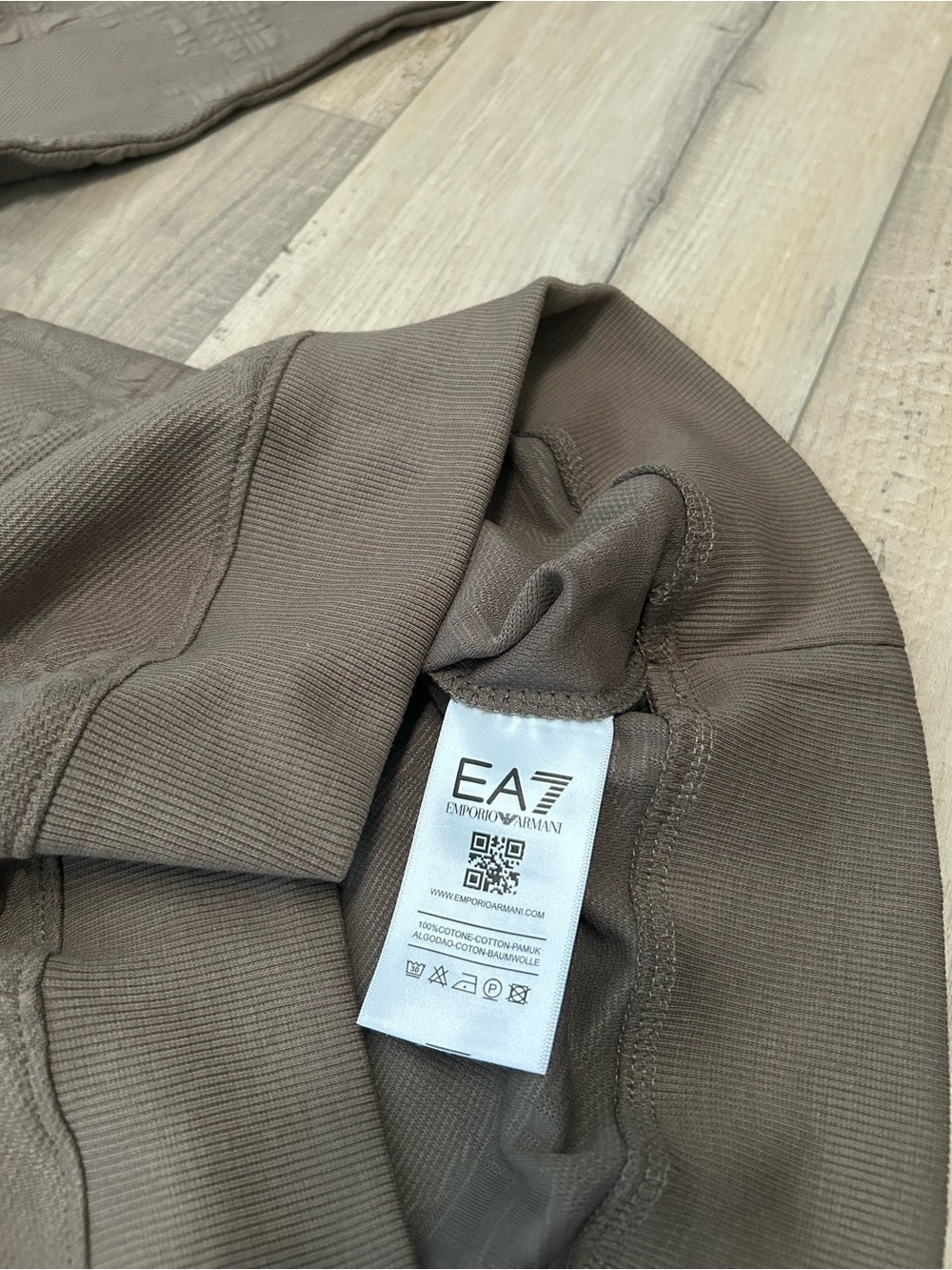 Emporio Armani Men's Taupe Crewneck Sweater with Logo - Picture 6 of 9